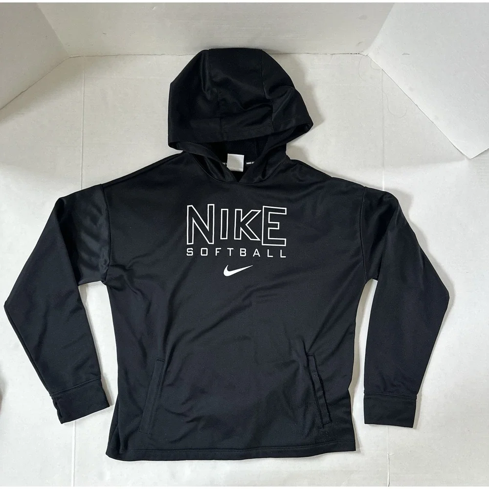 Nike Softball Therma-Fit Fleece Hoodie Pullover Black Size Kids Girls XL